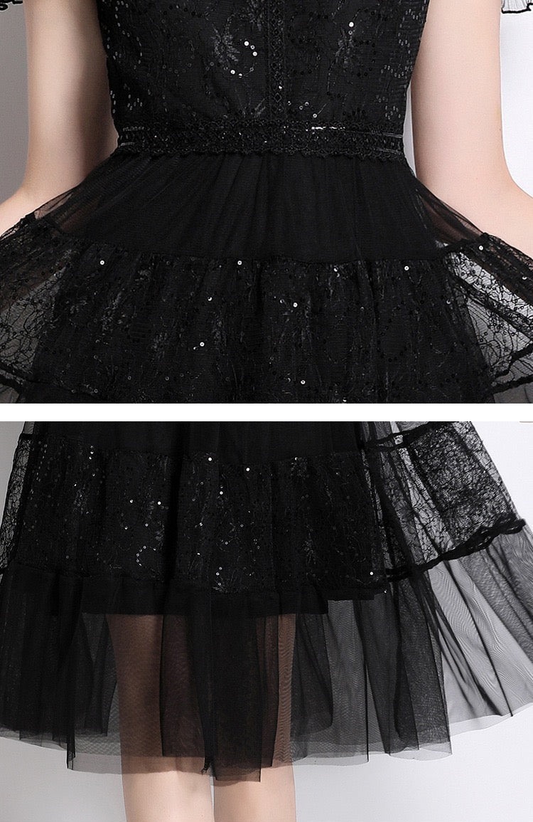 Élodie Mesh Panel Midi Dress