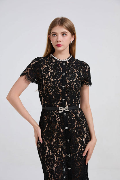 Noirelle Butterfly Lace Midi Dress