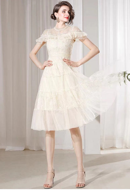 Élodie Mesh Panel Midi Dress