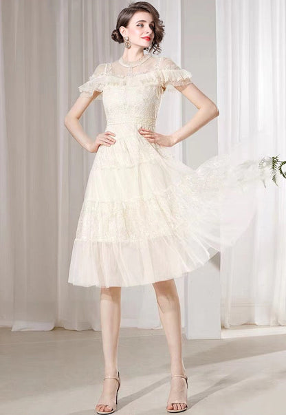 Élodie Mesh Panel Midi Dress