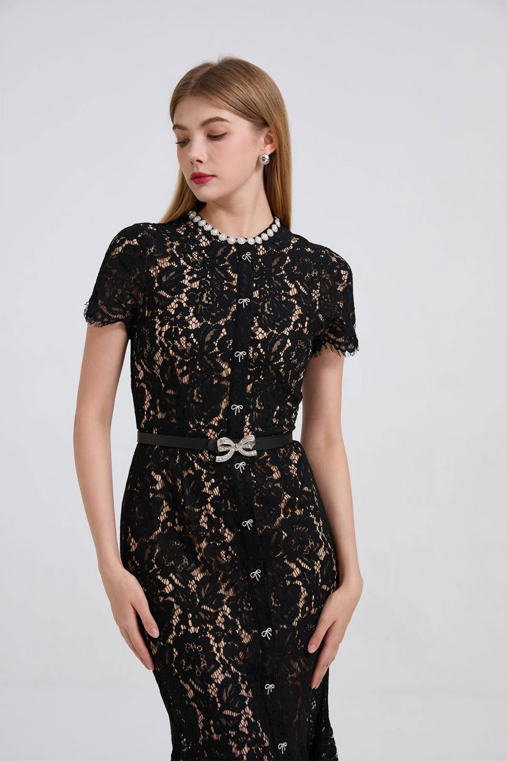 Noirelle Butterfly Lace Midi Dress