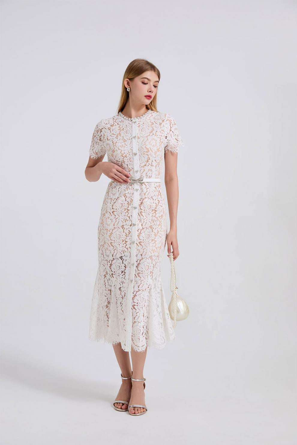 Noirelle Butterfly Lace Midi Dress
