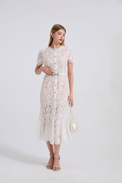 Noirelle Butterfly Lace Midi Dress