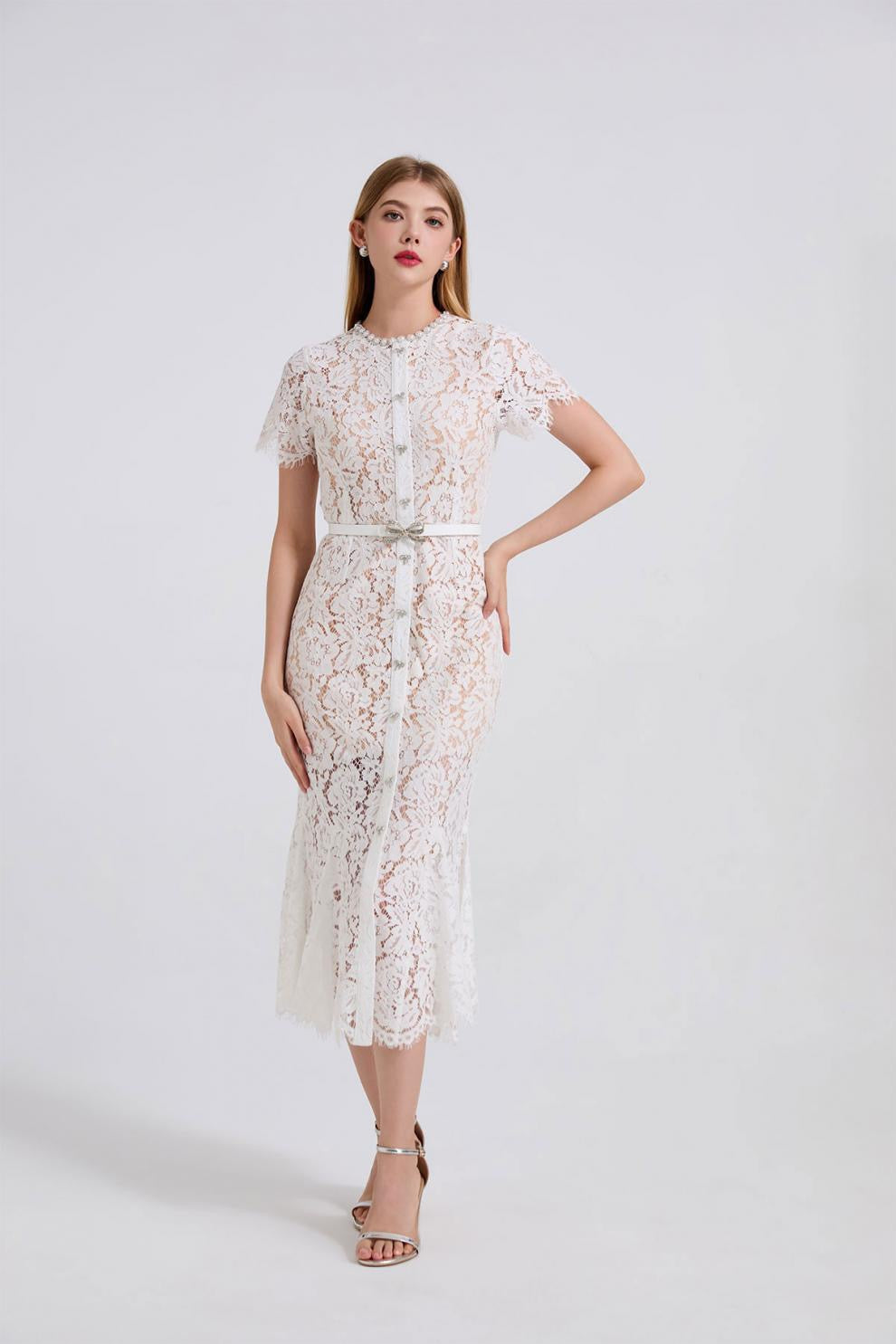 Noirelle Butterfly Lace Midi Dress