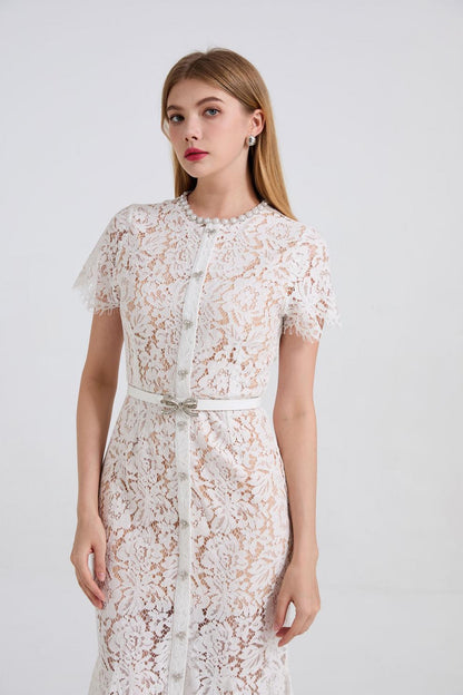 Noirelle Butterfly Lace Midi Dress