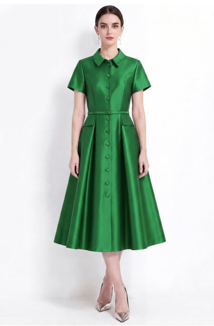 Mirelle Satin A-Line Midi Dress