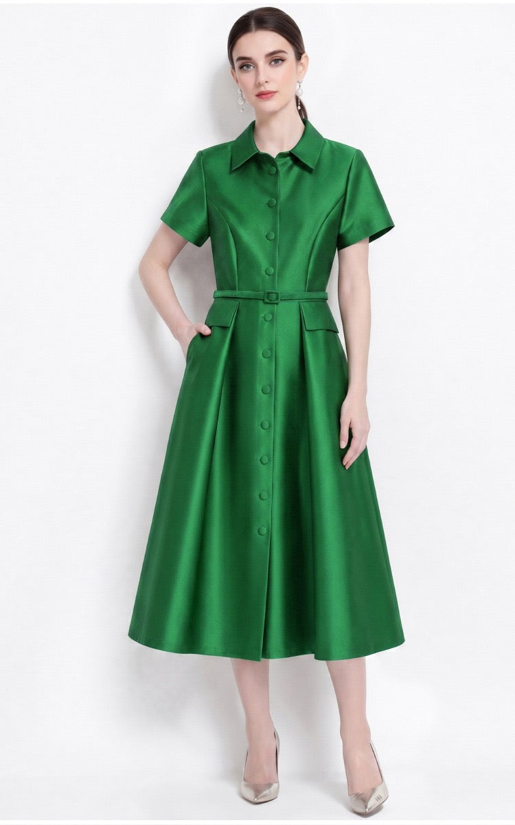 Mirelle Satin A-Line Midi Dress