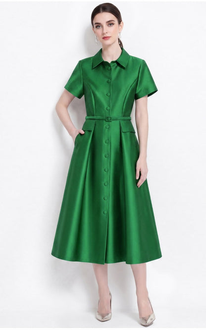 Mirelle Satin A-Line Midi Dress