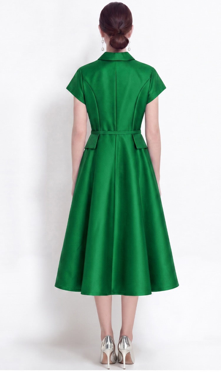 Mirelle Satin A-Line Midi Dress