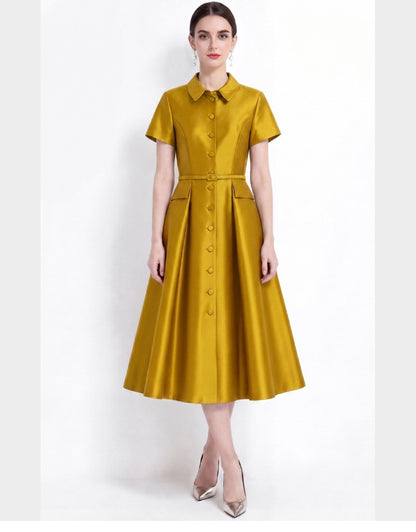 Mirelle Satin A-Line Midi Dress