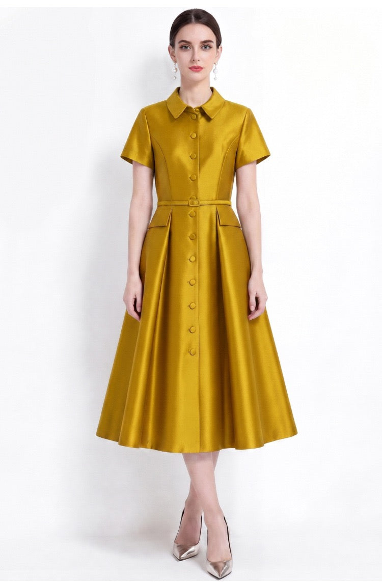 Mirelle Satin A-Line Midi Dress