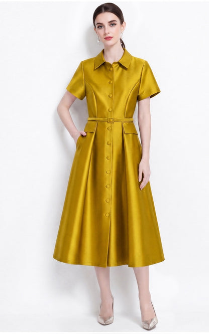 Mirelle Satin A-Line Midi Dress