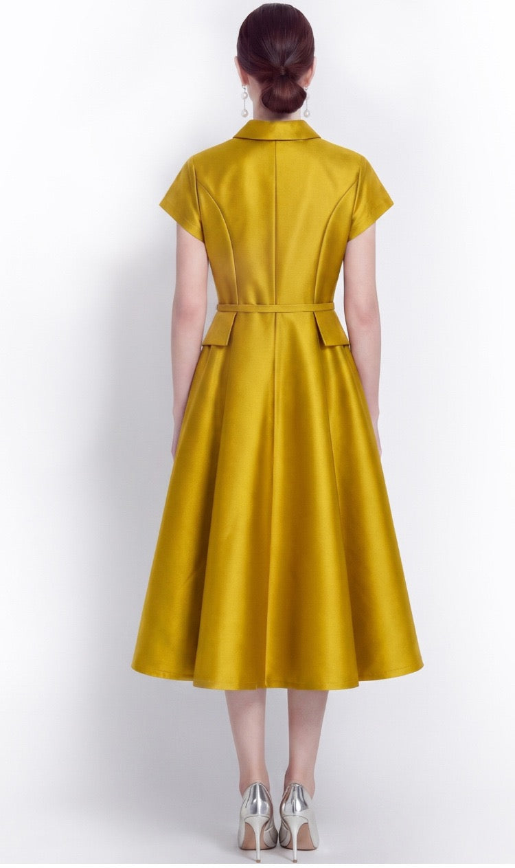 Mirelle Satin A-Line Midi Dress