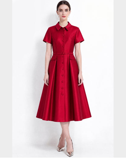 Mirelle Satin A-Line Midi Dress