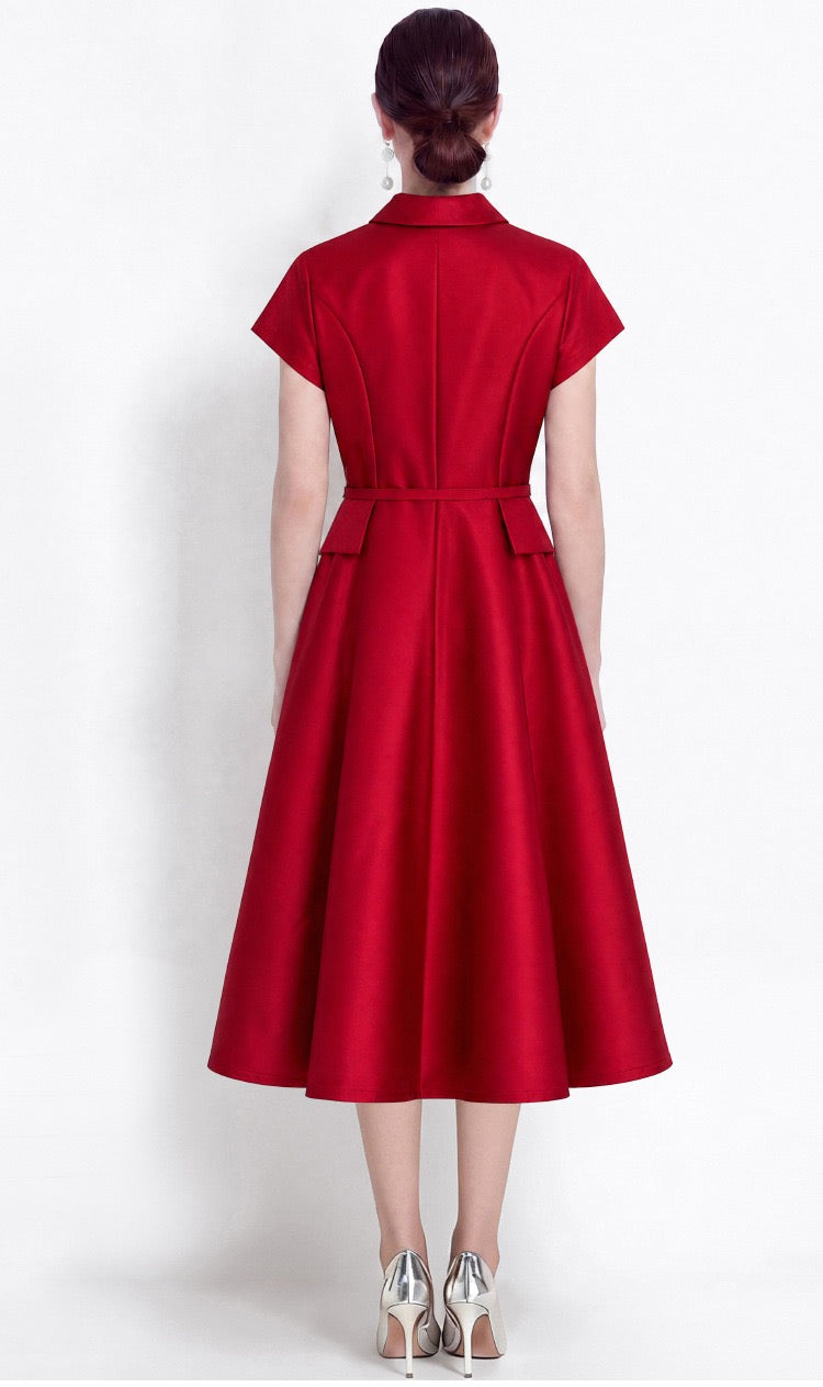 Mirelle Satin A-Line Midi Dress