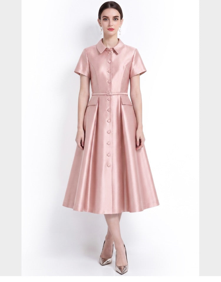 Mirelle Satin A-Line Midi Dress