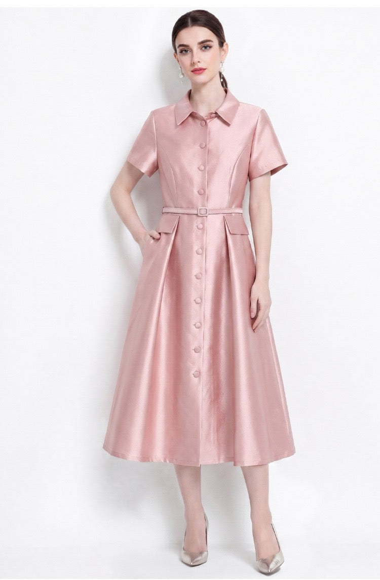 Mirelle Satin A-Line Midi Dress