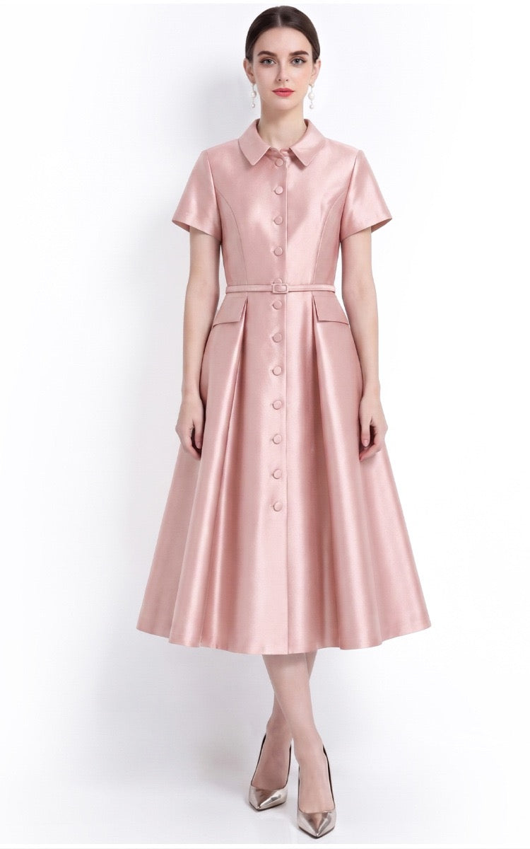 Mirelle Satin A-Line Midi Dress