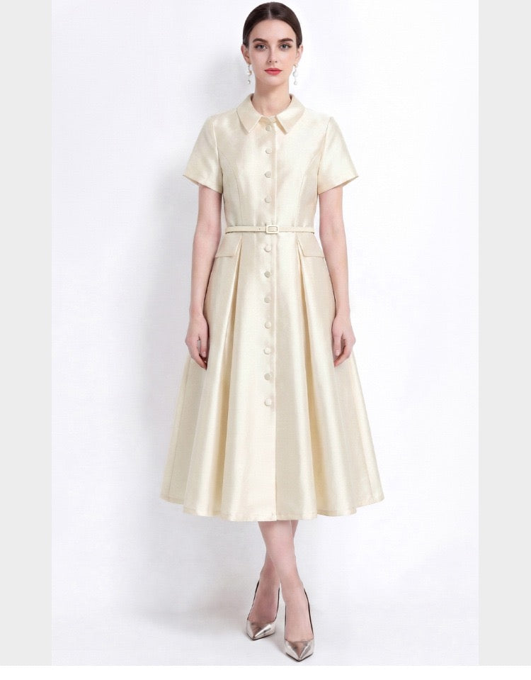 Mirelle Satin A-Line Midi Dress
