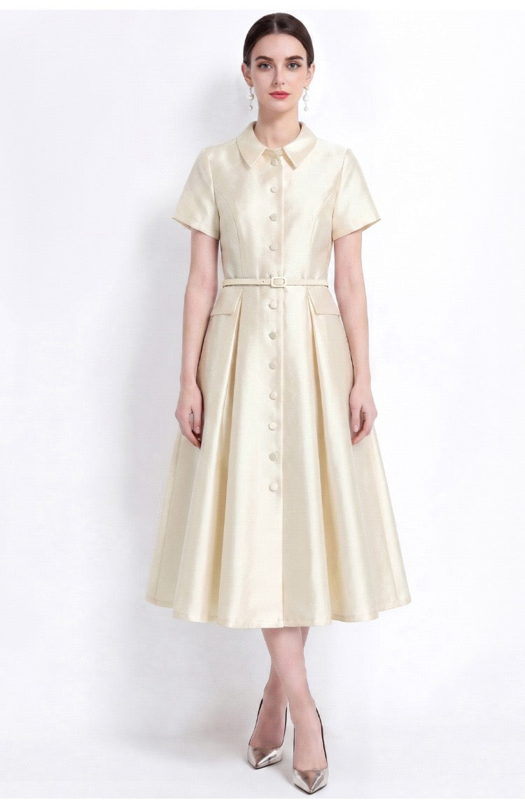 Mirelle Satin A-Line Midi Dress