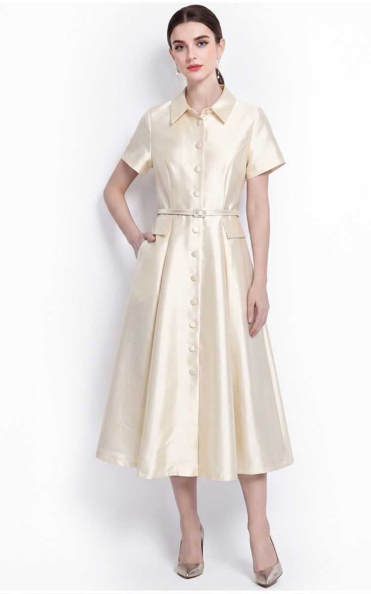 Mirelle Satin A-Line Midi Dress