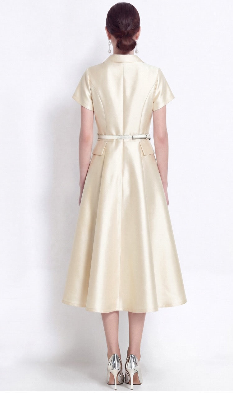 Mirelle Satin A-Line Midi Dress