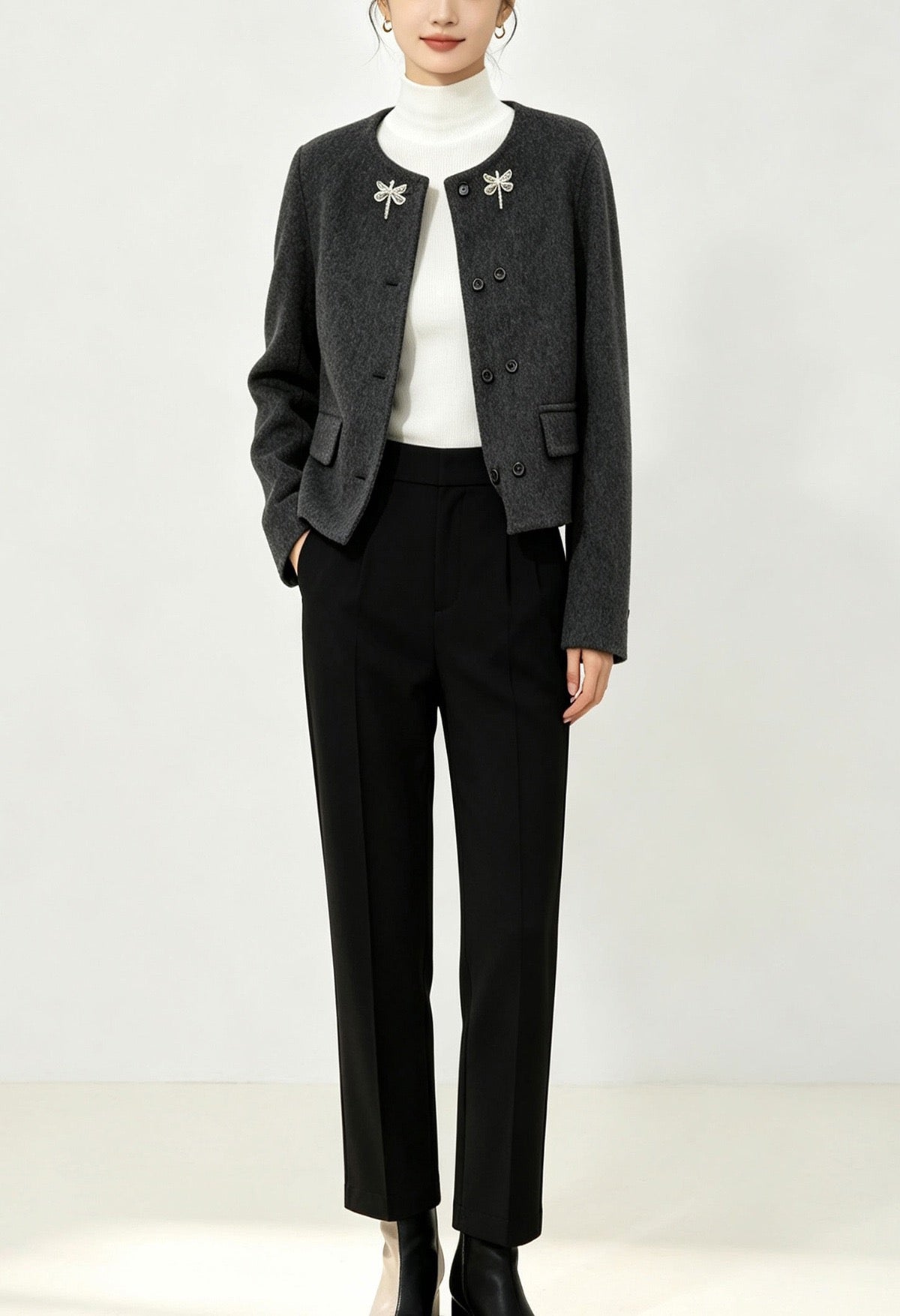 Aveline Wool-Blend Double-Breasted Jacket