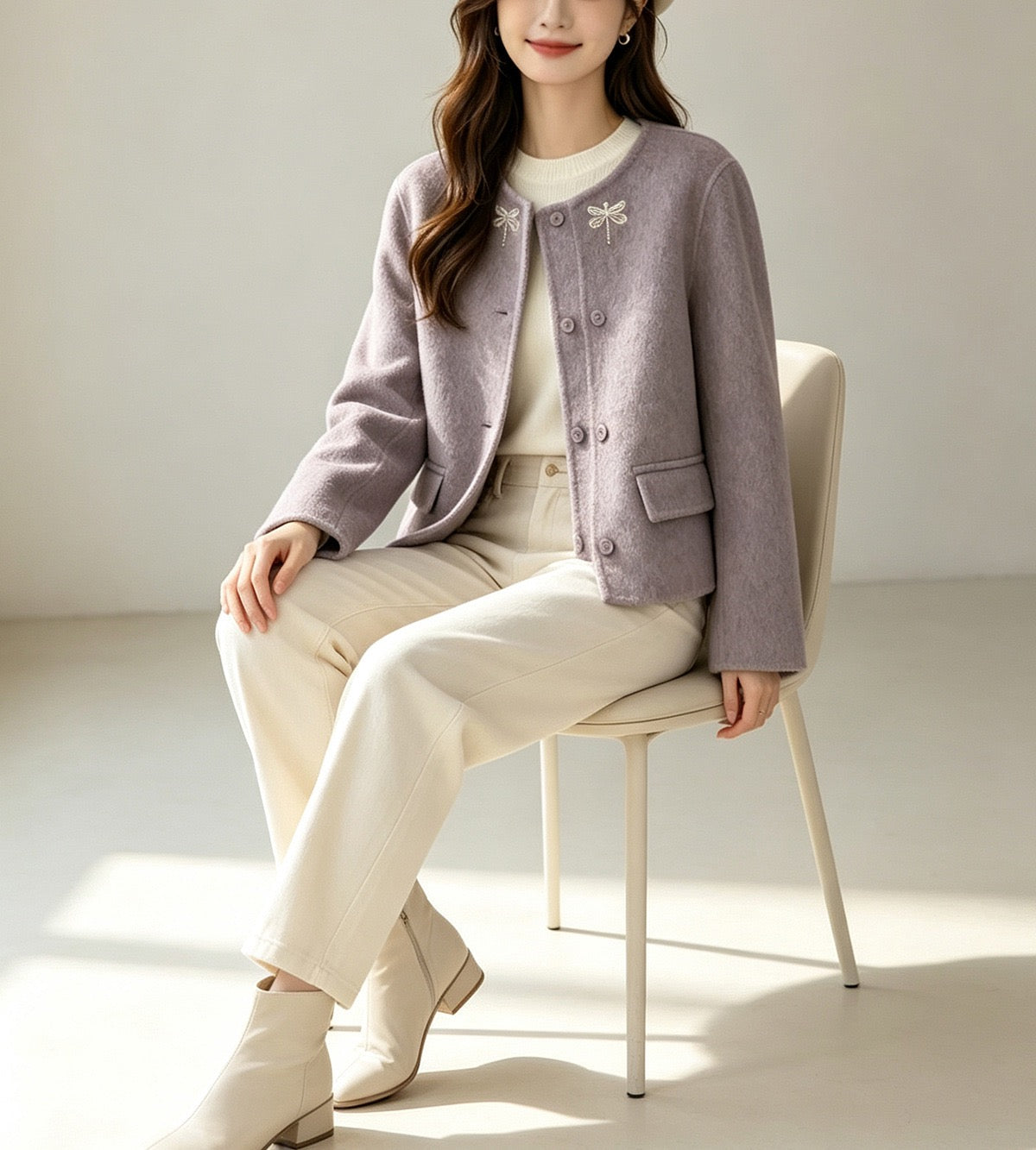 Aveline Wool-Blend Double-Breasted Jacket
