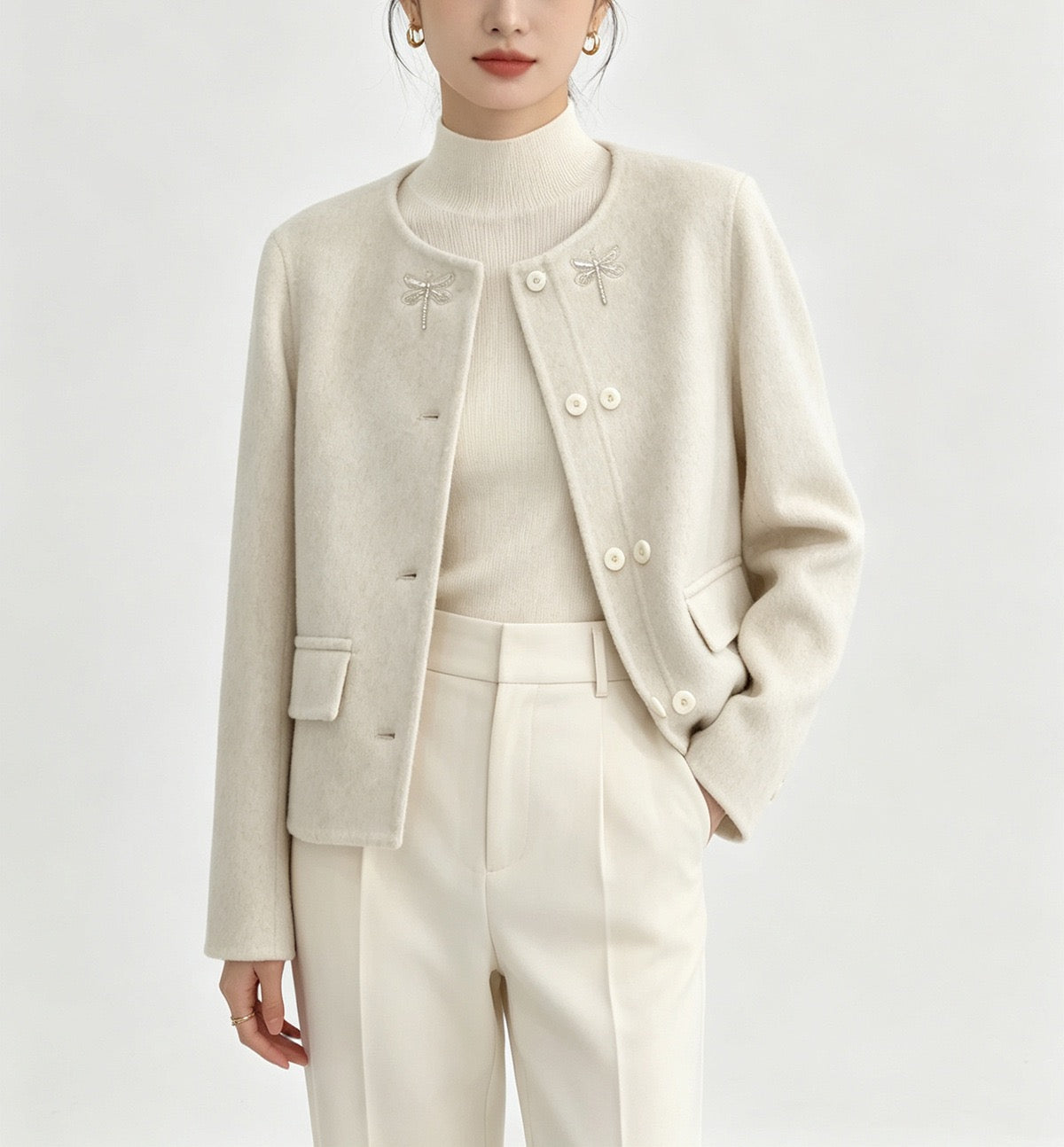 Aveline Wool-Blend Double-Breasted Jacket