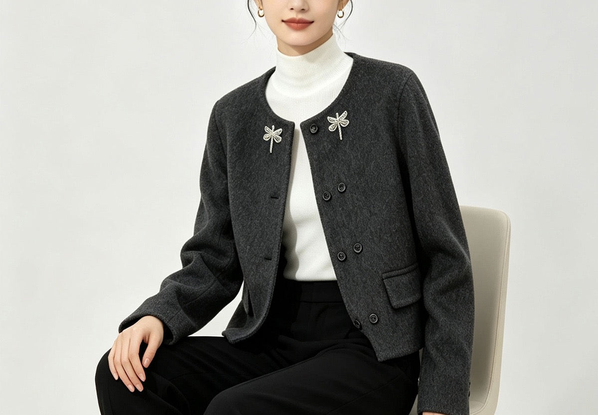 Aveline Wool-Blend Double-Breasted Jacket