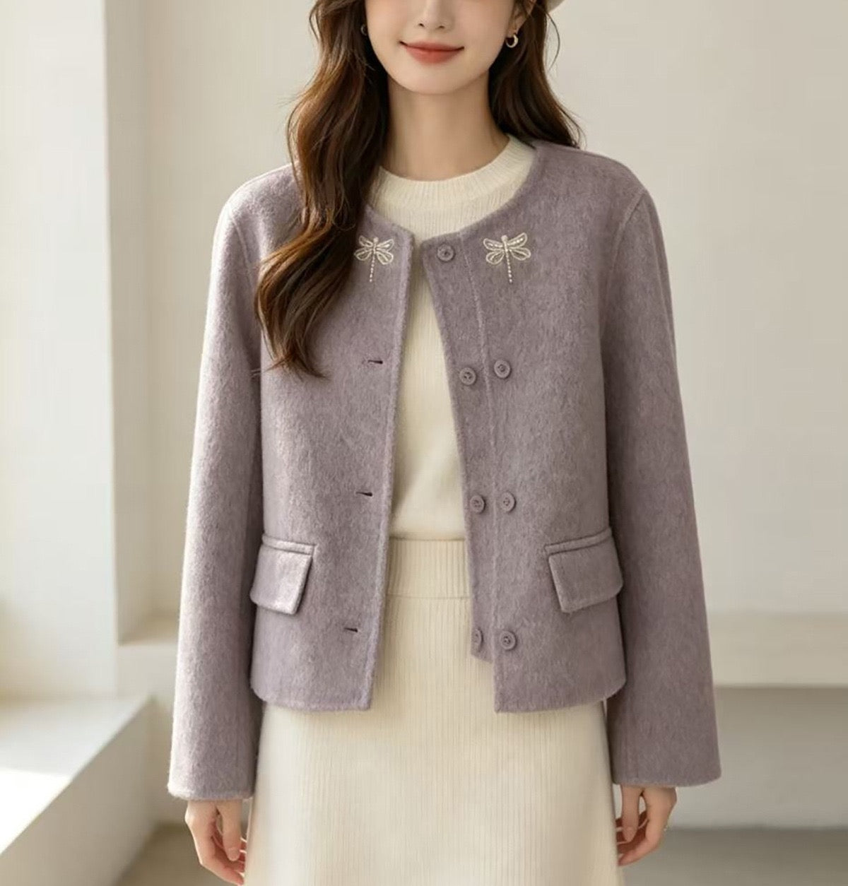 Aveline Wool-Blend Double-Breasted Jacket