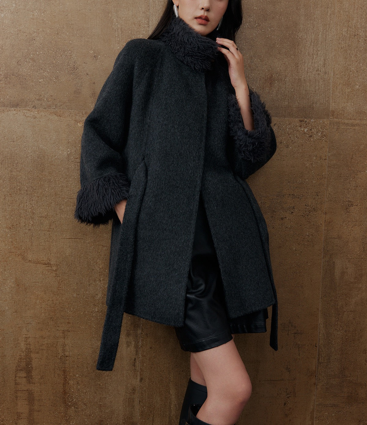 Aurelia Belted Double-Faced Wool Coat