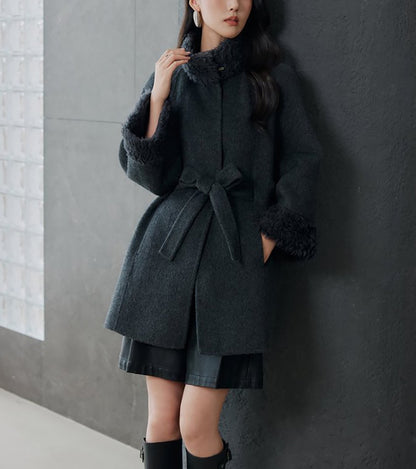 Aurelia Belted Double-Faced Wool Coat