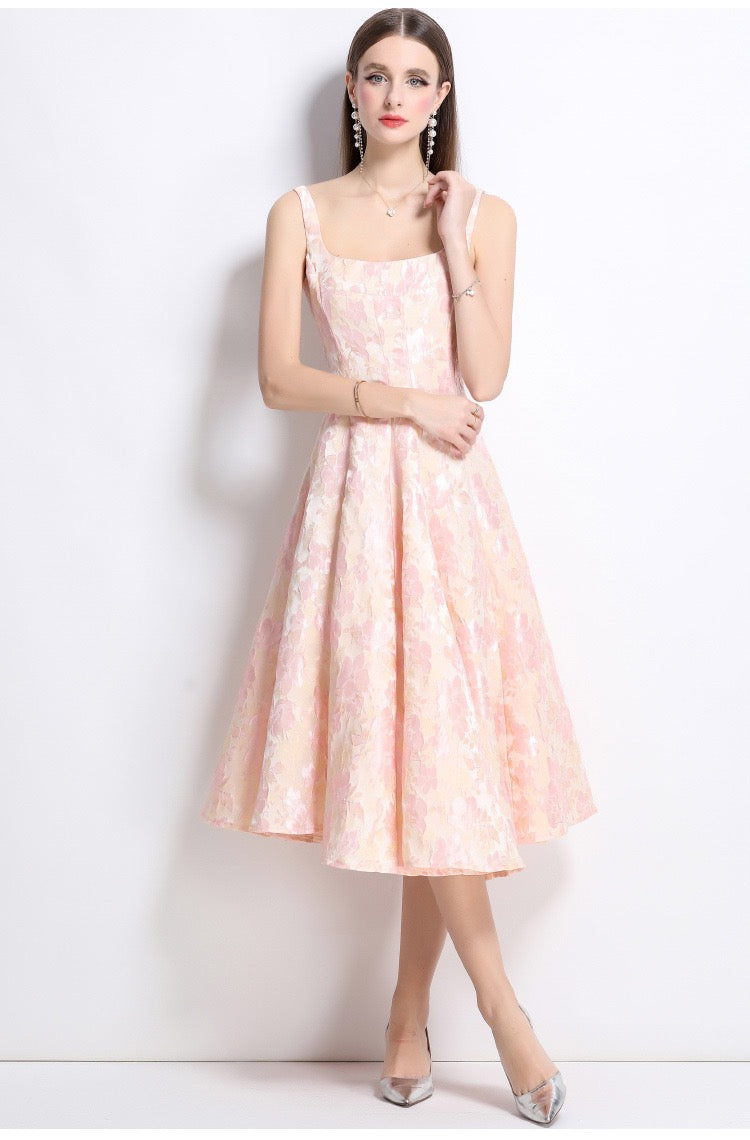 Mirevia Jacquard High-Waist Maxi Dress