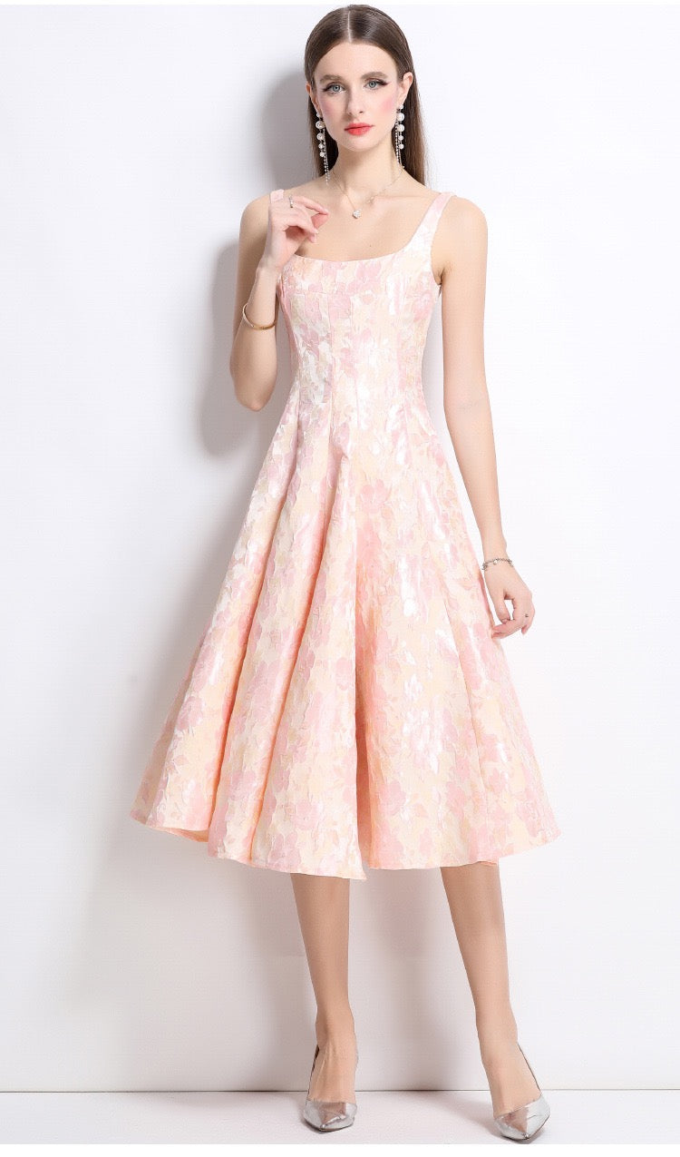 Mirevia Jacquard High-Waist Maxi Dress