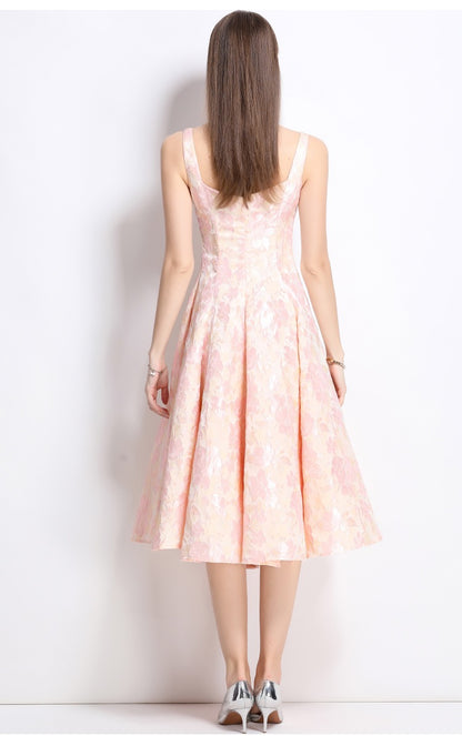 Mirevia Jacquard High-Waist Maxi Dress
