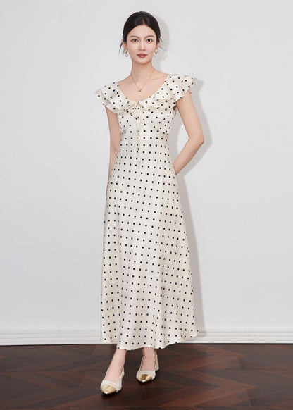 Sienna Polka Dot Satin Maxi Dress