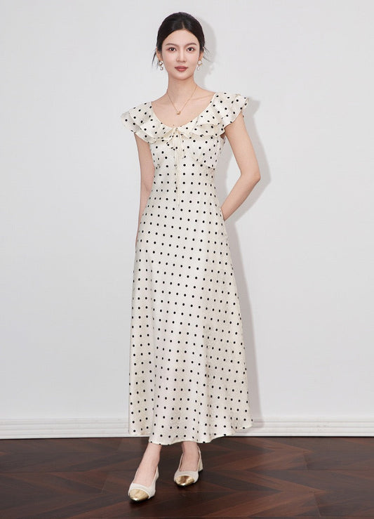 Sienna Polka Dot Satin Maxi Dress