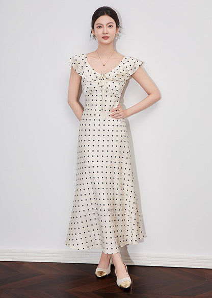 Sienna Polka Dot Satin Maxi Dress