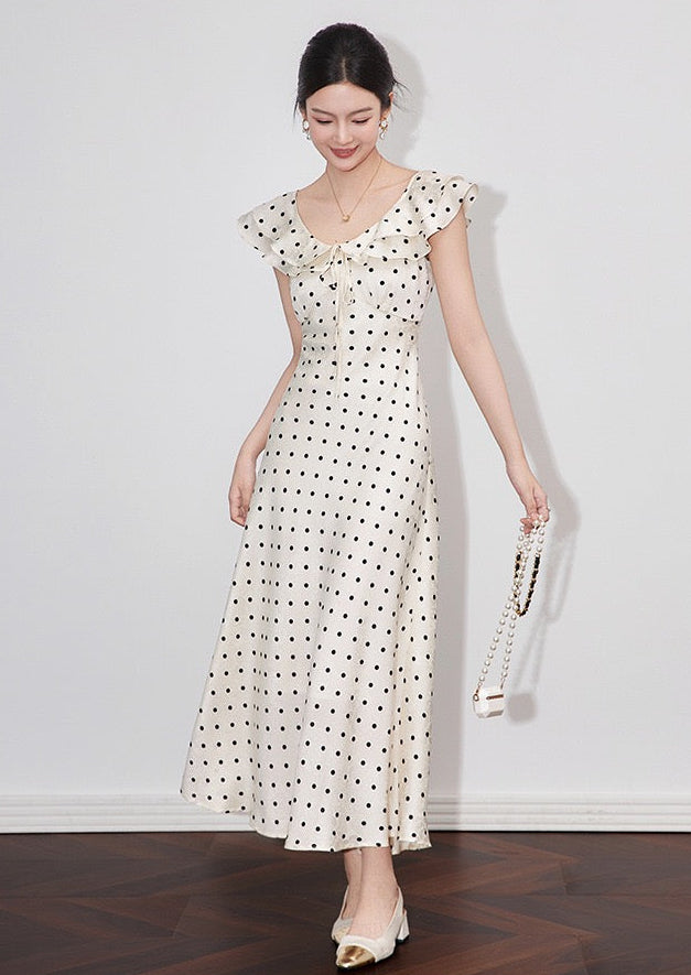 Sienna Polka Dot Satin Maxi Dress