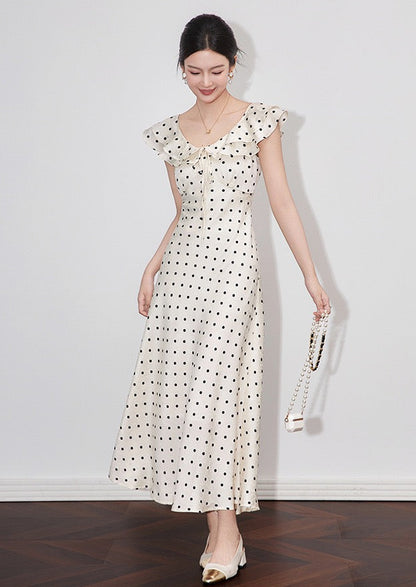 Sienna Polka Dot Satin Maxi Dress