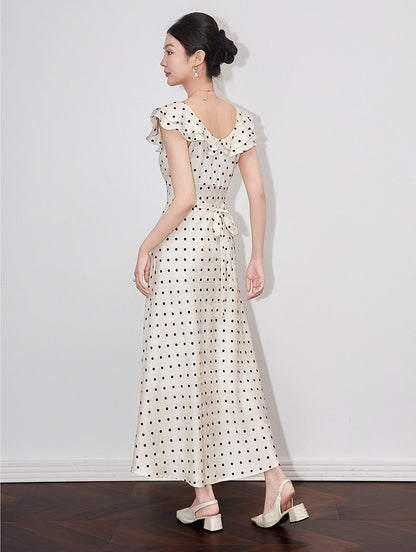 Sienna Polka Dot Satin Maxi Dress