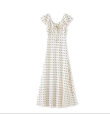 Sienna Polka Dot Satin Maxi Dress
