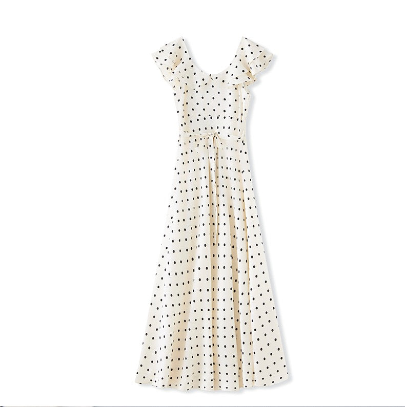 Sienna Polka Dot Satin Maxi Dress