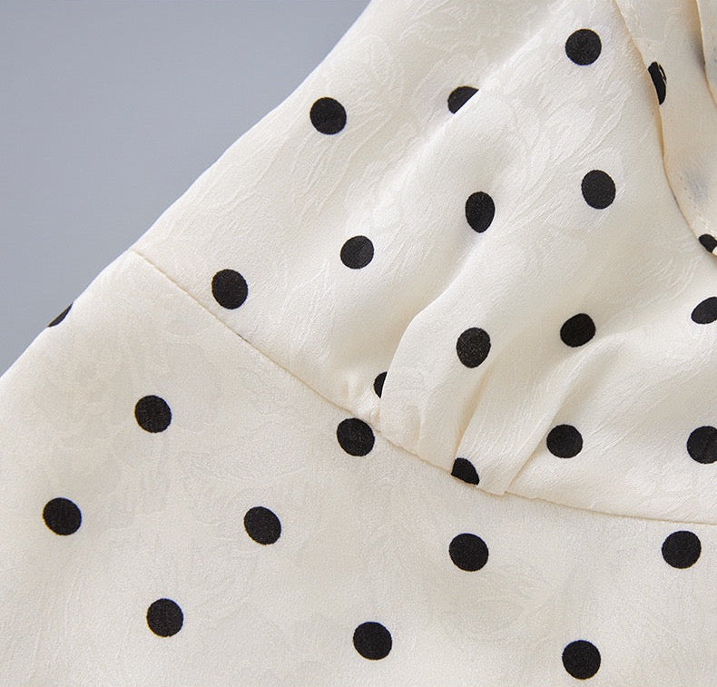 Sienna Polka Dot Satin Maxi Dress