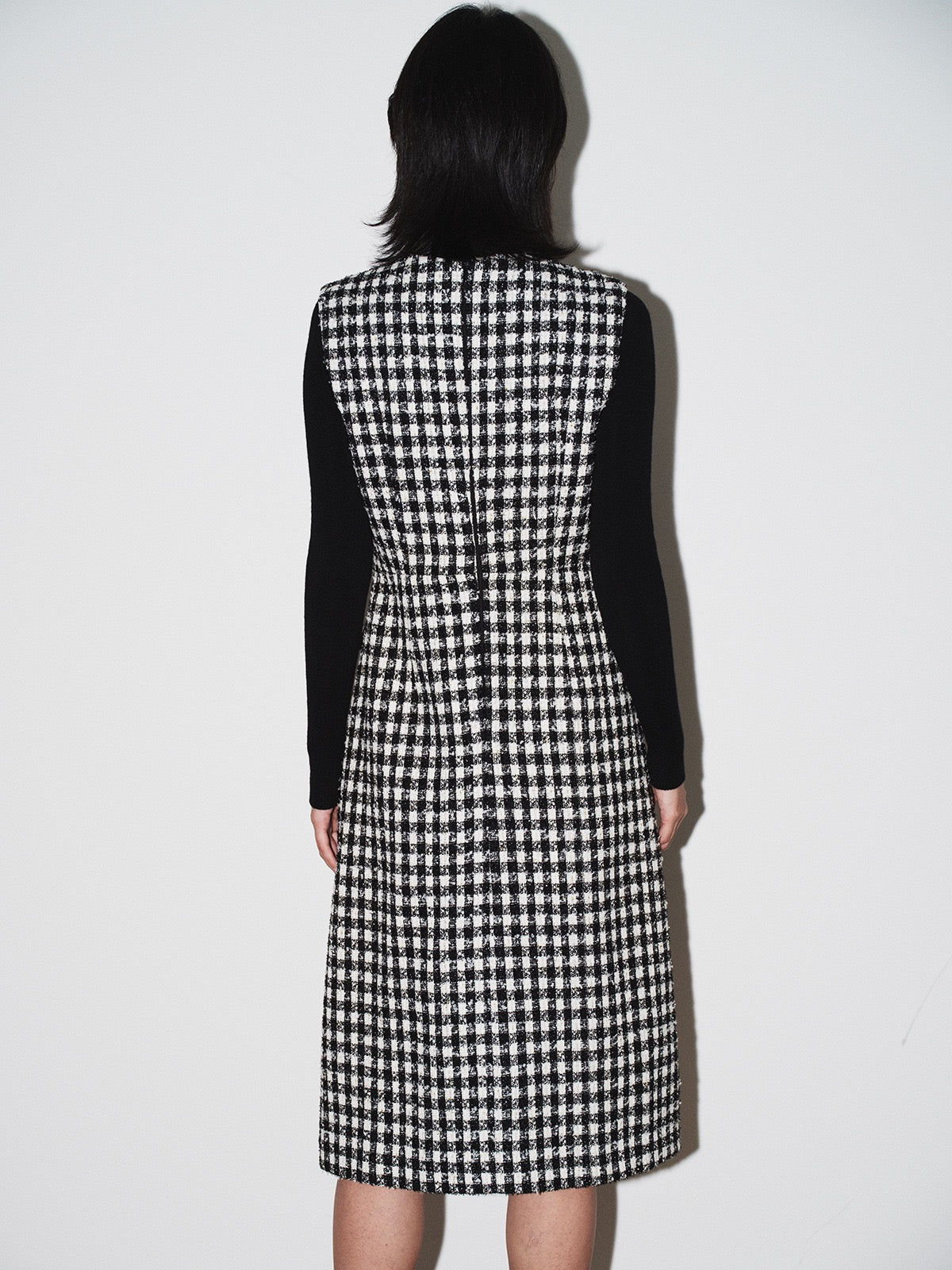 Elara Plaid V-Neck Midi Dress