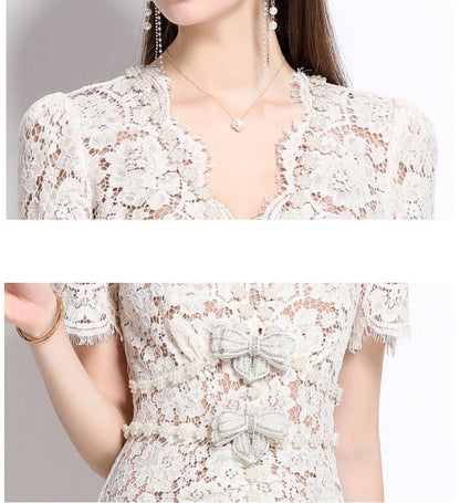 Élodie Lace Embellished Midi Dress