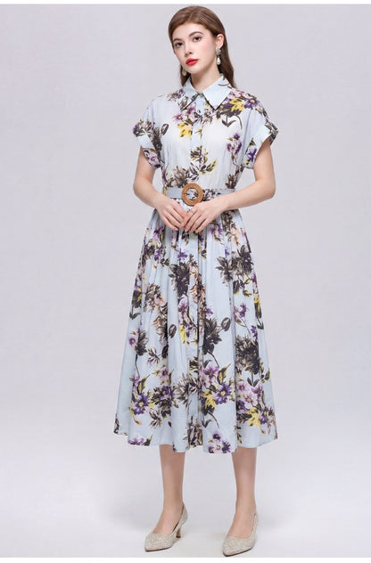 Rosalie Floral Belted Midi Dress