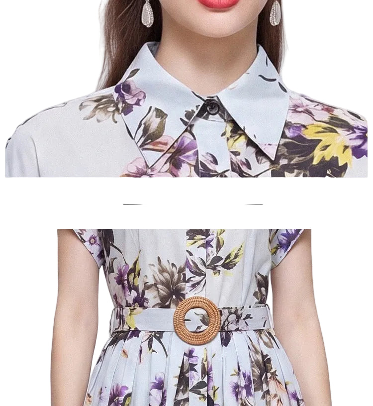 Rosalie Floral Belted Midi Dress