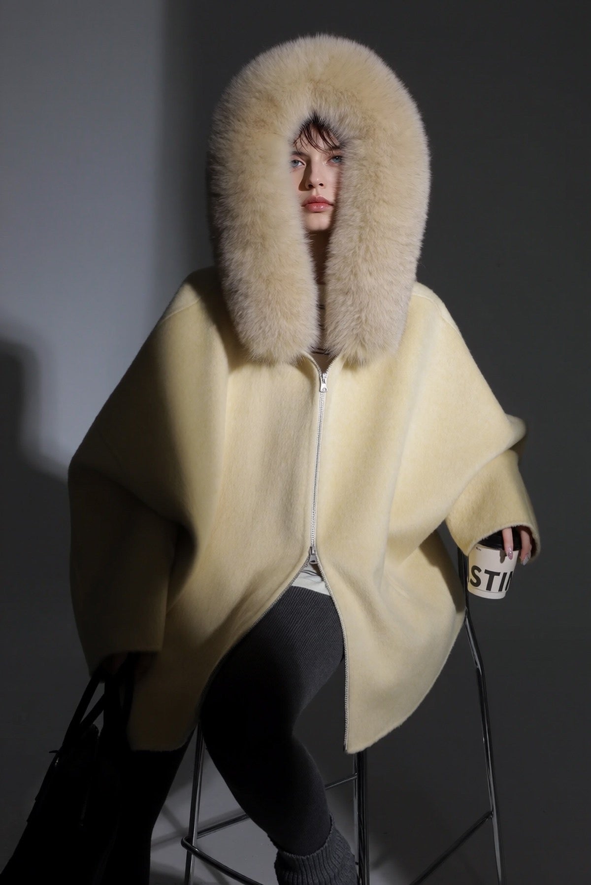 Aurelia Hooded Premium 90% Wool Cocoon Coat